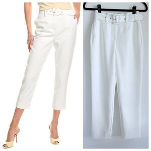 NWT Generation Love Lillian White Crepe Cropped Trouser Pants w Removable Belt 0